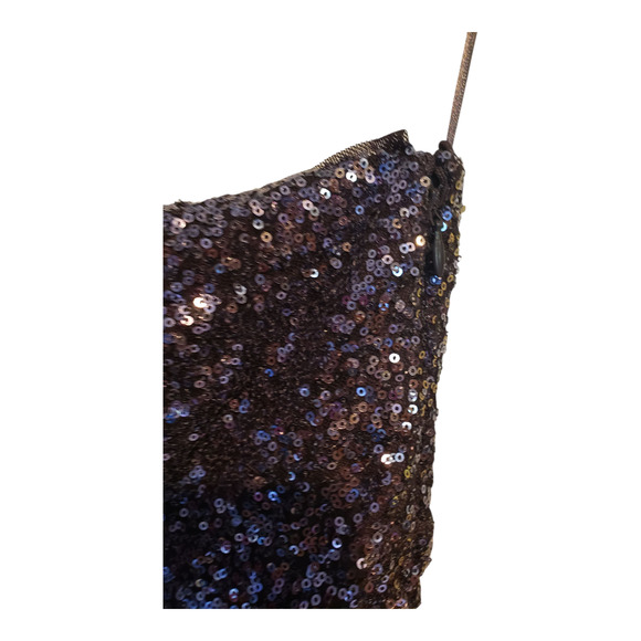 Lauren Ralph Lauren Evening Gray Silver Sequin One Shoulder Mini Dress Size 4 - Picture 5 of 7